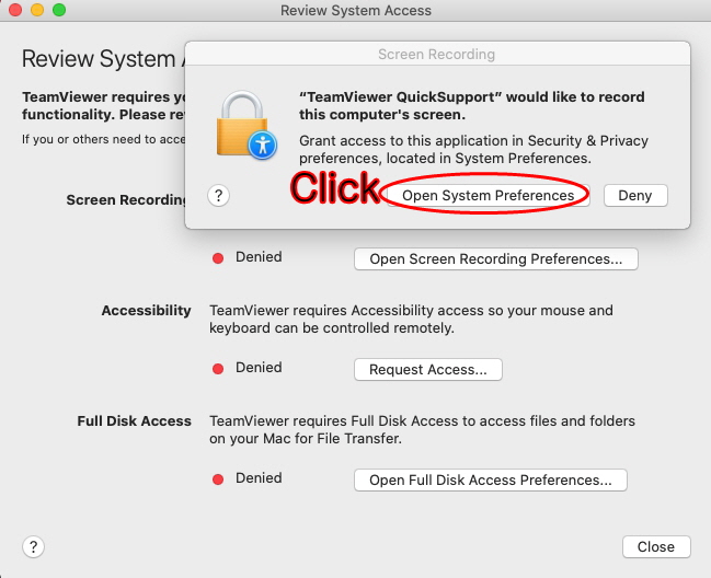 TeamViewer Mac Step 4 - System Settings