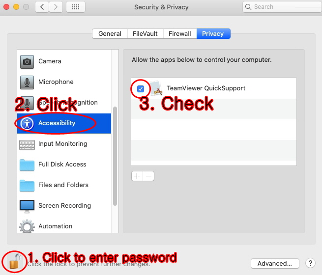 TeamViewer Mac Step 6 - Accessibility